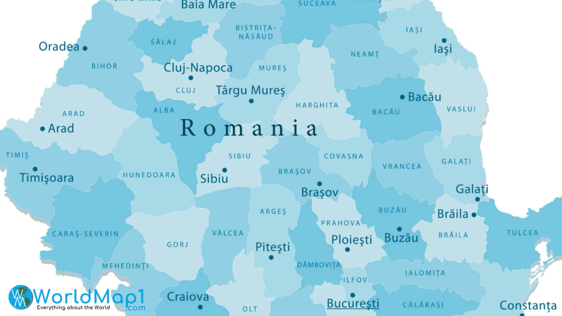 Romania Map with Cities